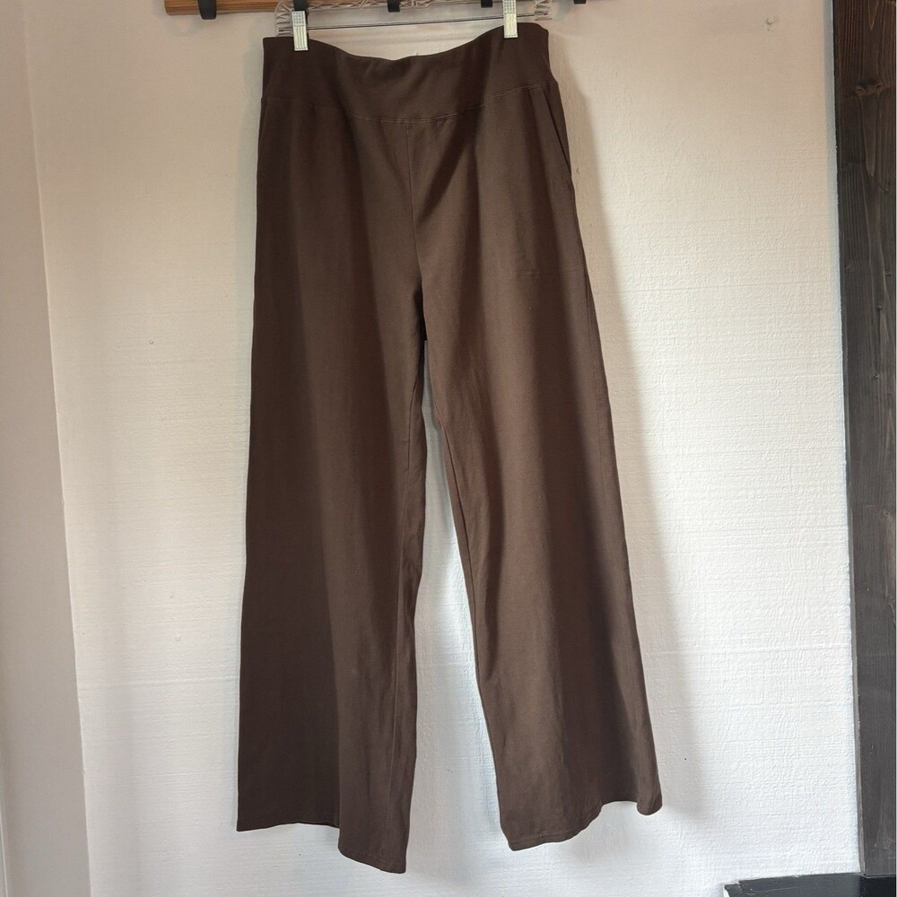 PACT Organic Cotton Wide Leg Lounge Pants XL / Brown Knit / High Rise / Comfort - Picture 2 of 9